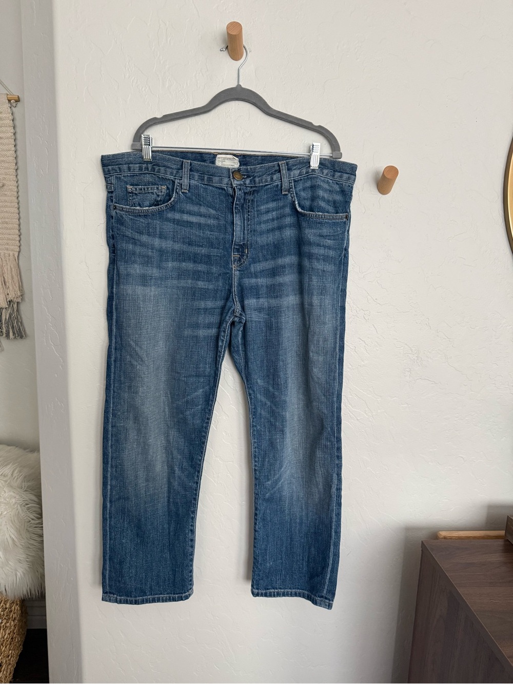 Current/Elliott Faded Blue Straight Jeans